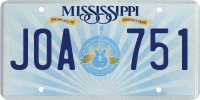 MS license plate JOA751