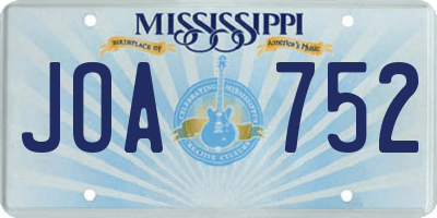 MS license plate JOA752