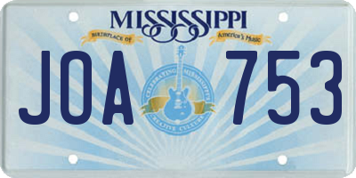 MS license plate JOA753