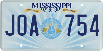 MS license plate JOA754