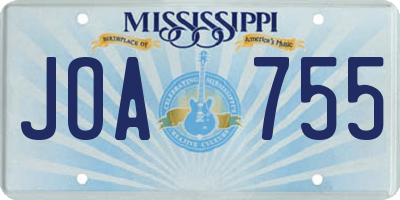 MS license plate JOA755