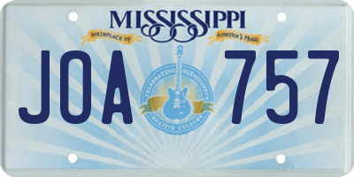 MS license plate JOA757