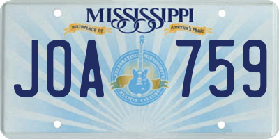 MS license plate JOA759