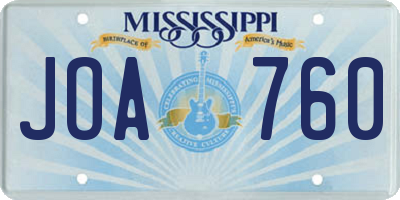 MS license plate JOA760