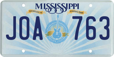 MS license plate JOA763