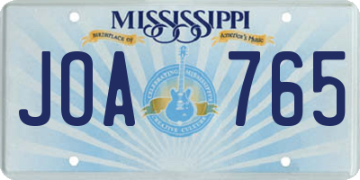 MS license plate JOA765