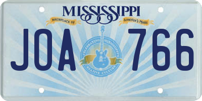 MS license plate JOA766