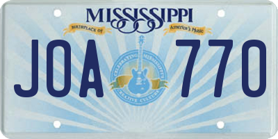 MS license plate JOA770