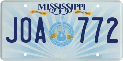 MS license plate JOA772