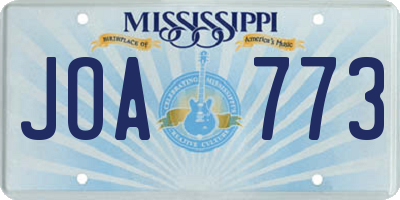 MS license plate JOA773