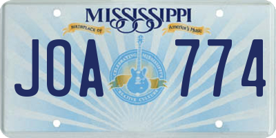 MS license plate JOA774