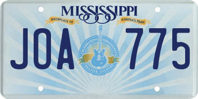 MS license plate JOA775