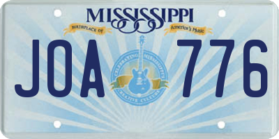 MS license plate JOA776