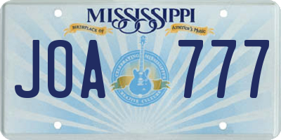 MS license plate JOA777