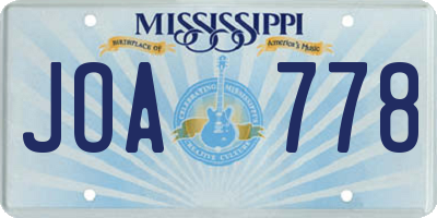 MS license plate JOA778