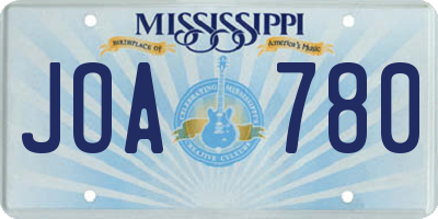 MS license plate JOA780