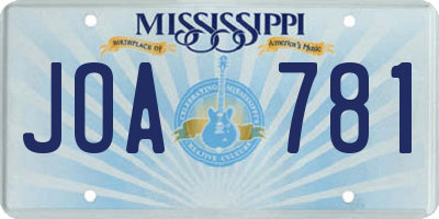 MS license plate JOA781
