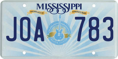 MS license plate JOA783