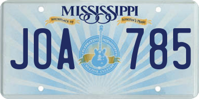 MS license plate JOA785