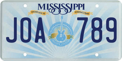 MS license plate JOA789