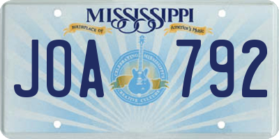 MS license plate JOA792