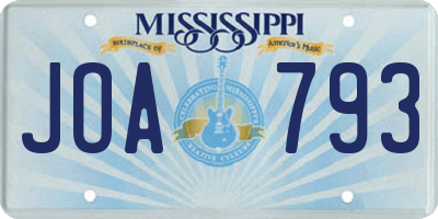 MS license plate JOA793
