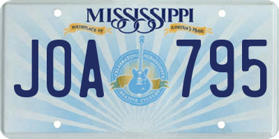 MS license plate JOA795