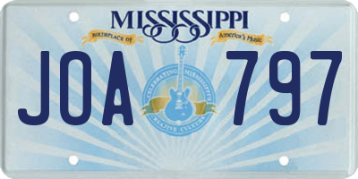 MS license plate JOA797
