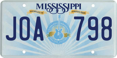 MS license plate JOA798