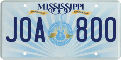 MS license plate JOA800