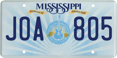 MS license plate JOA805