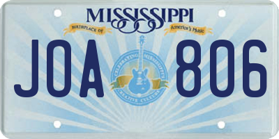 MS license plate JOA806