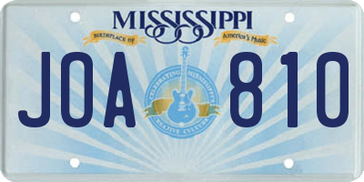 MS license plate JOA810