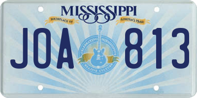 MS license plate JOA813