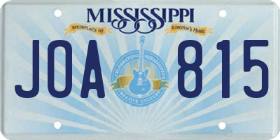 MS license plate JOA815
