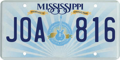 MS license plate JOA816