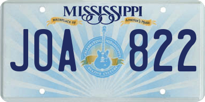 MS license plate JOA822