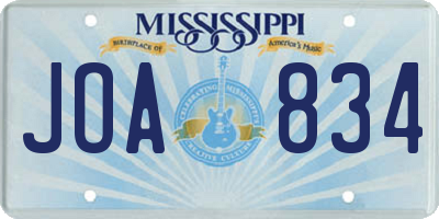 MS license plate JOA834