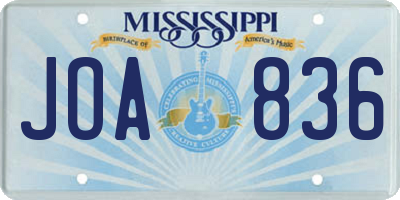 MS license plate JOA836