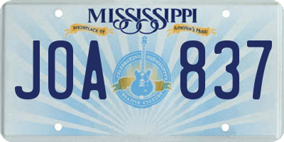 MS license plate JOA837