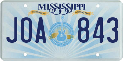 MS license plate JOA843
