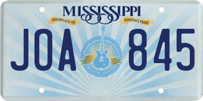 MS license plate JOA845