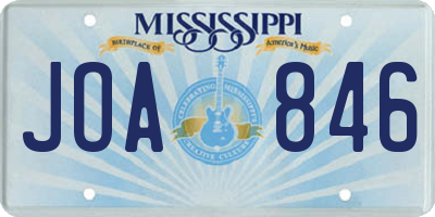 MS license plate JOA846