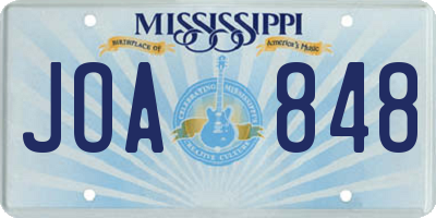 MS license plate JOA848