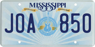 MS license plate JOA850