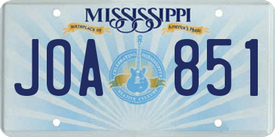 MS license plate JOA851