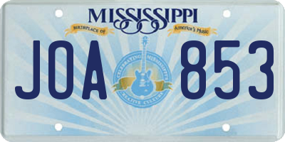 MS license plate JOA853