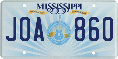MS license plate JOA860