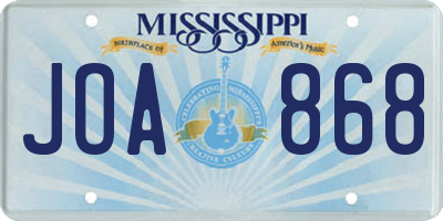 MS license plate JOA868
