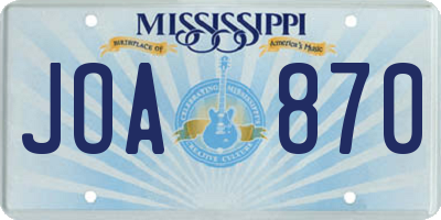 MS license plate JOA870